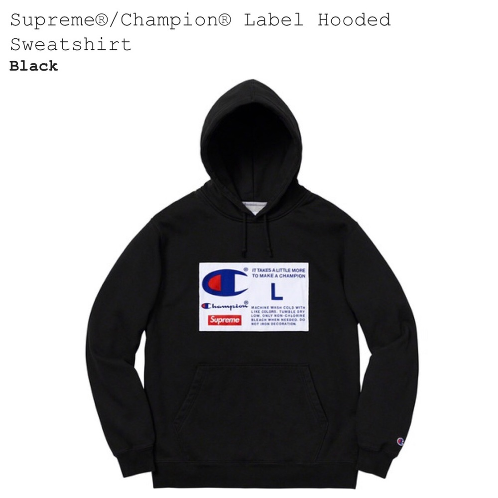 Supreme Champion Label Hooded Sweatshirt-Authentic